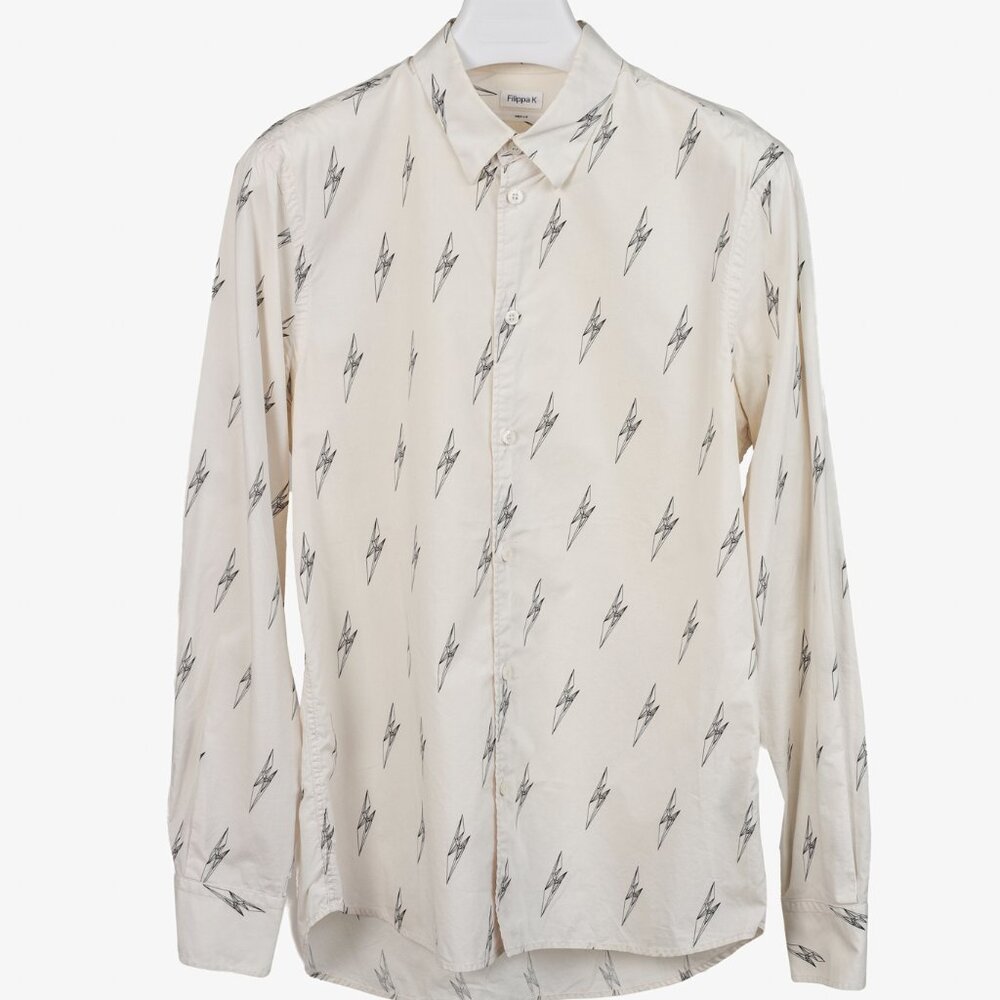Filippa K Off White Geometric Print Button Up Shirt